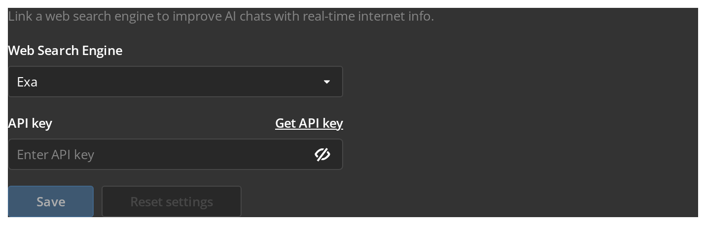 Web Search Settings
