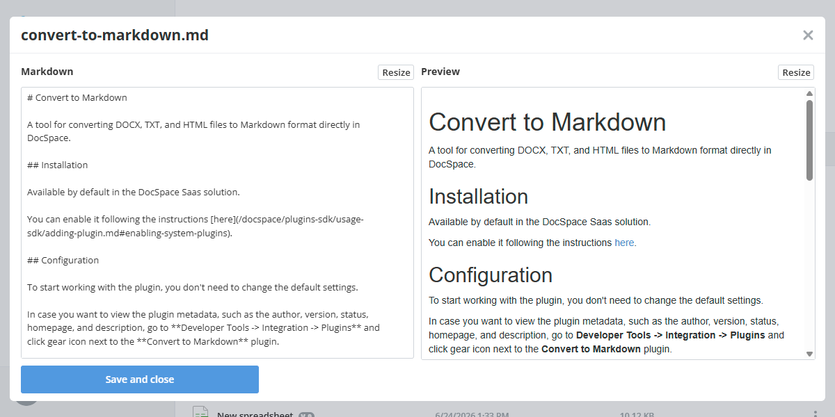 Convert to markdown