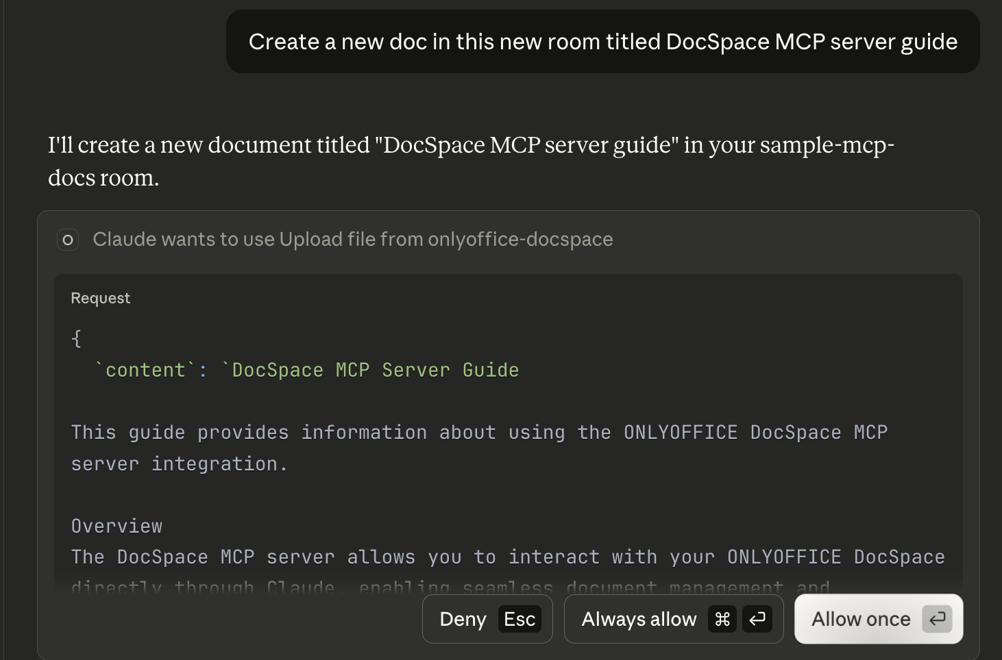 This image shows the command for creating a new document
