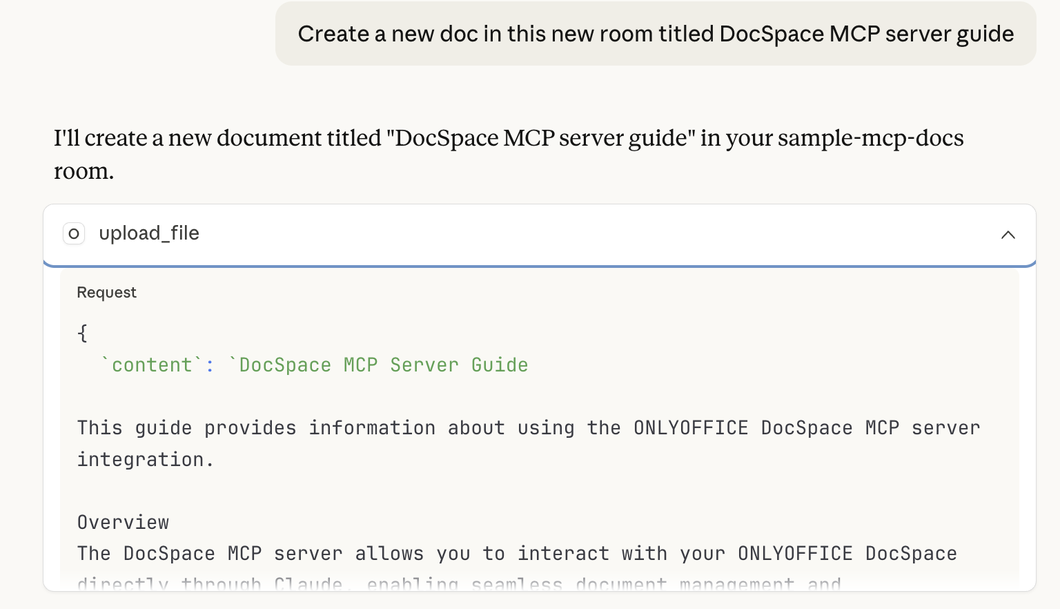 This image shows the command for creating a new document