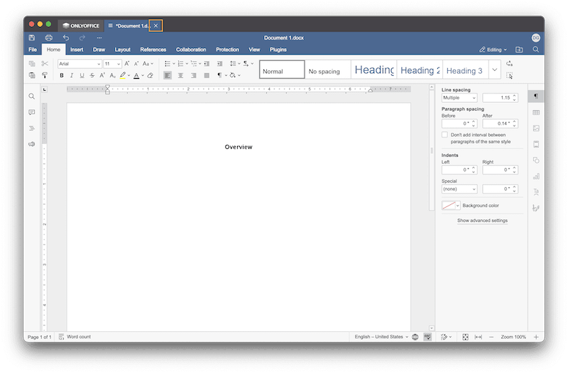 Cross button in the header