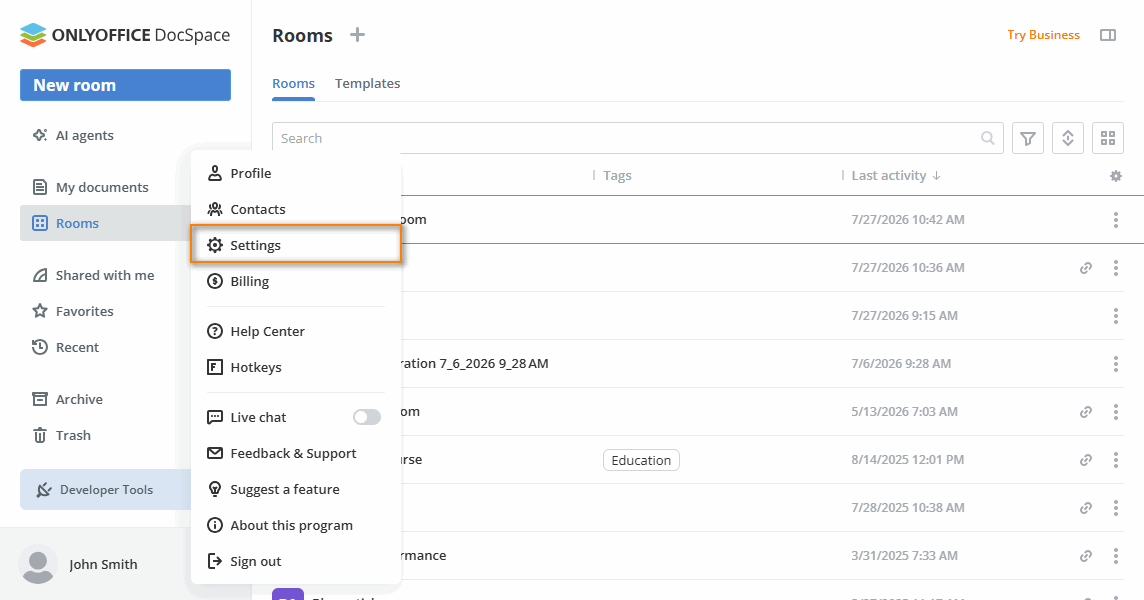 DocSpace Settings