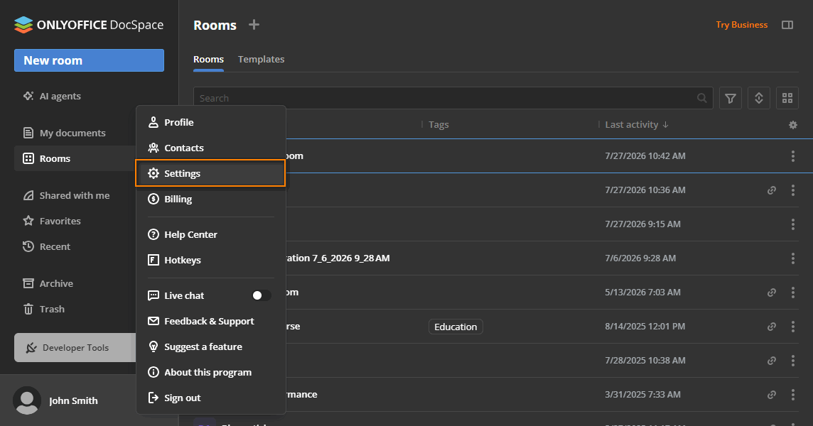 DocSpace Settings