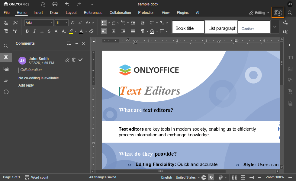 No collaborative editing