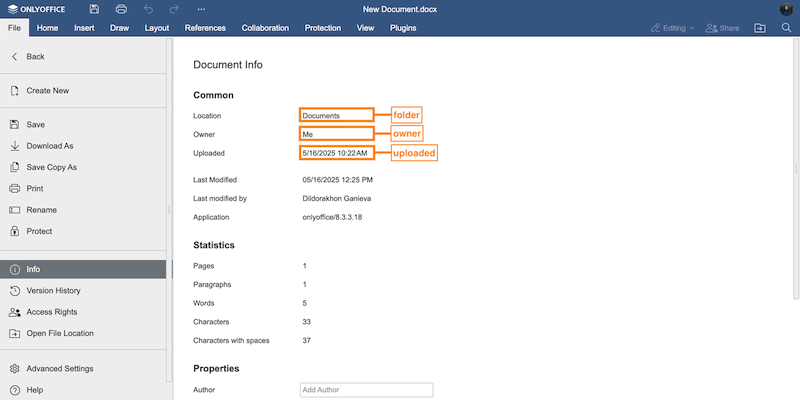 Document information