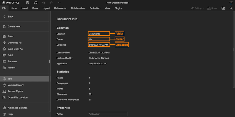 Document information