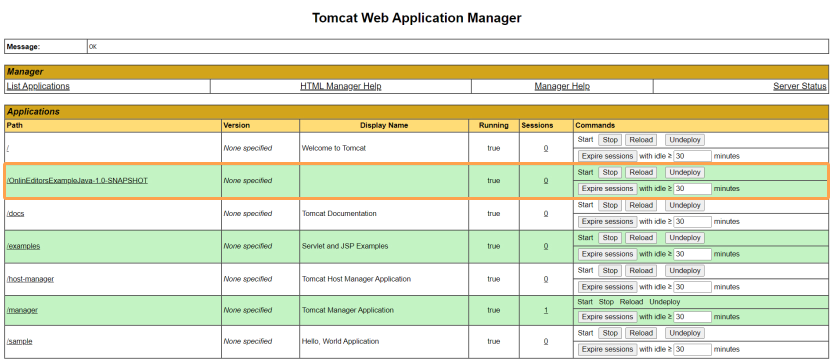 Application list