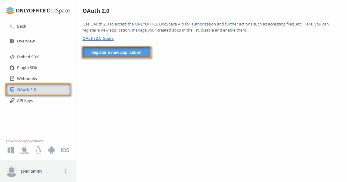 OAuth new app