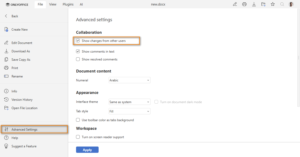 Show changes from other users