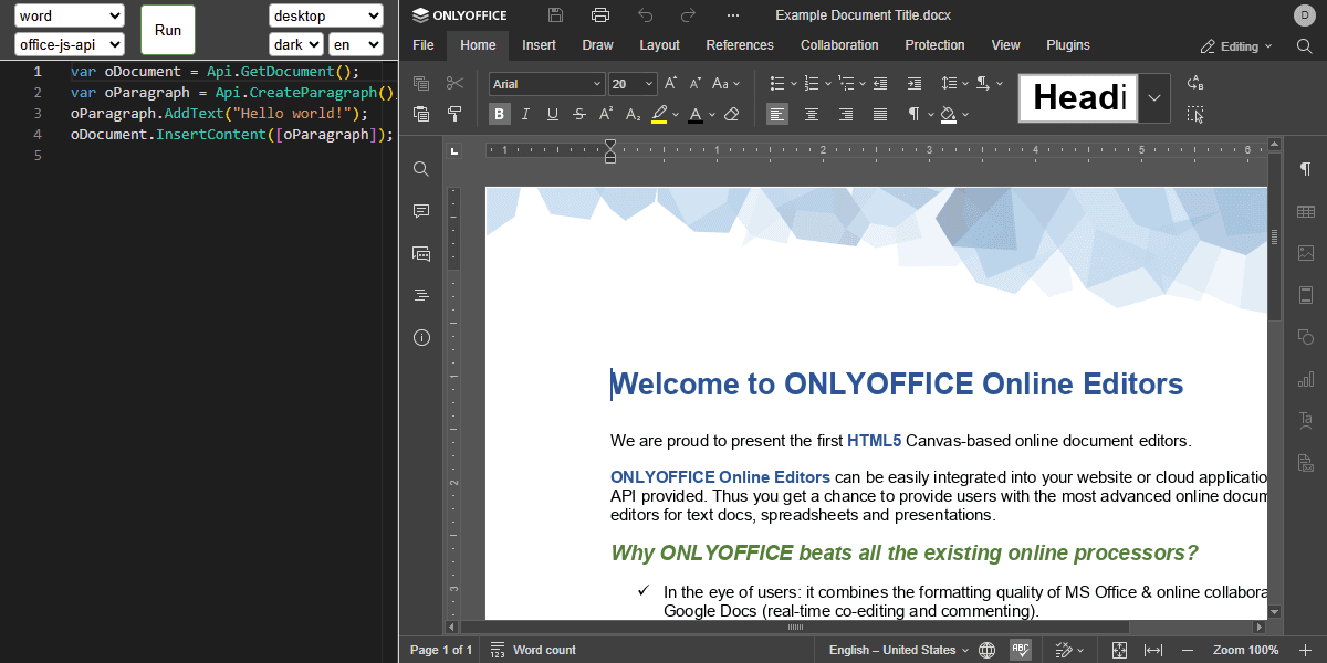 Text document API