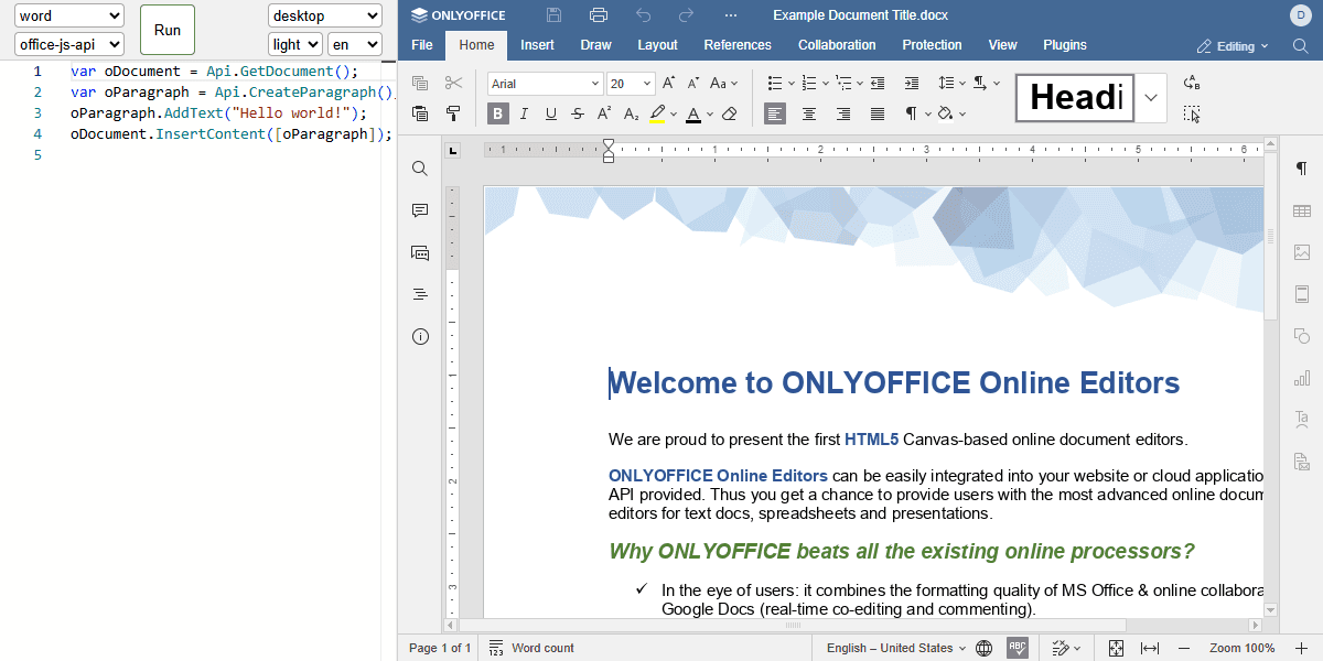 Text document API