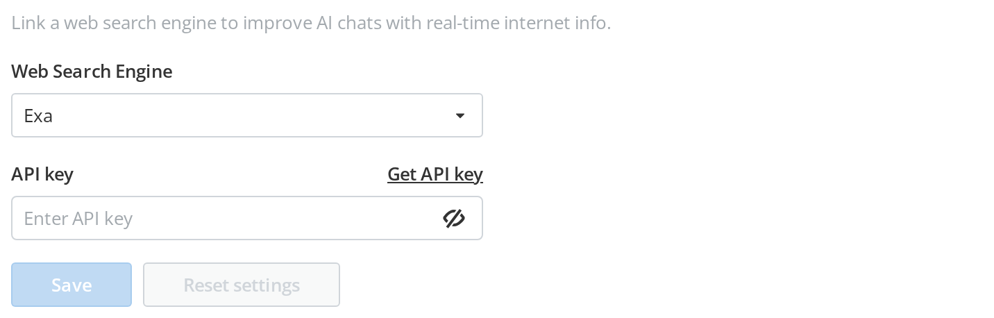 Web Search Settings