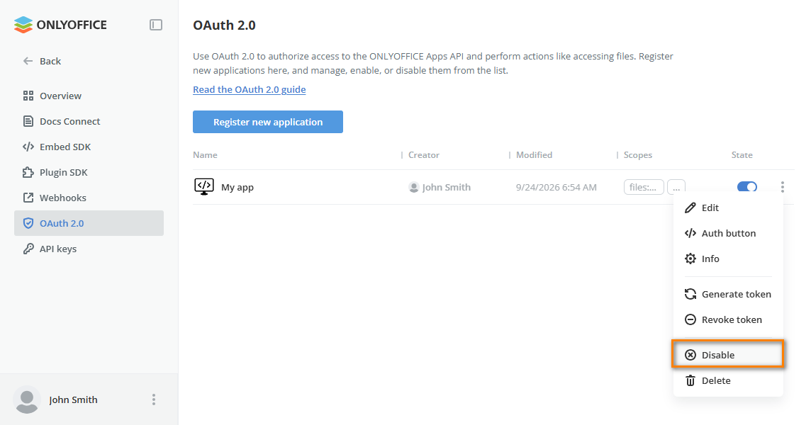 Disable button