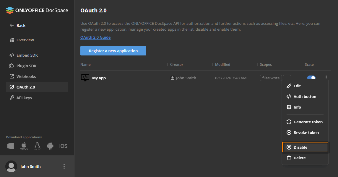 Disable button