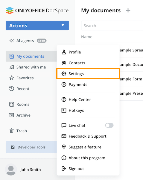 DocSpace Settings