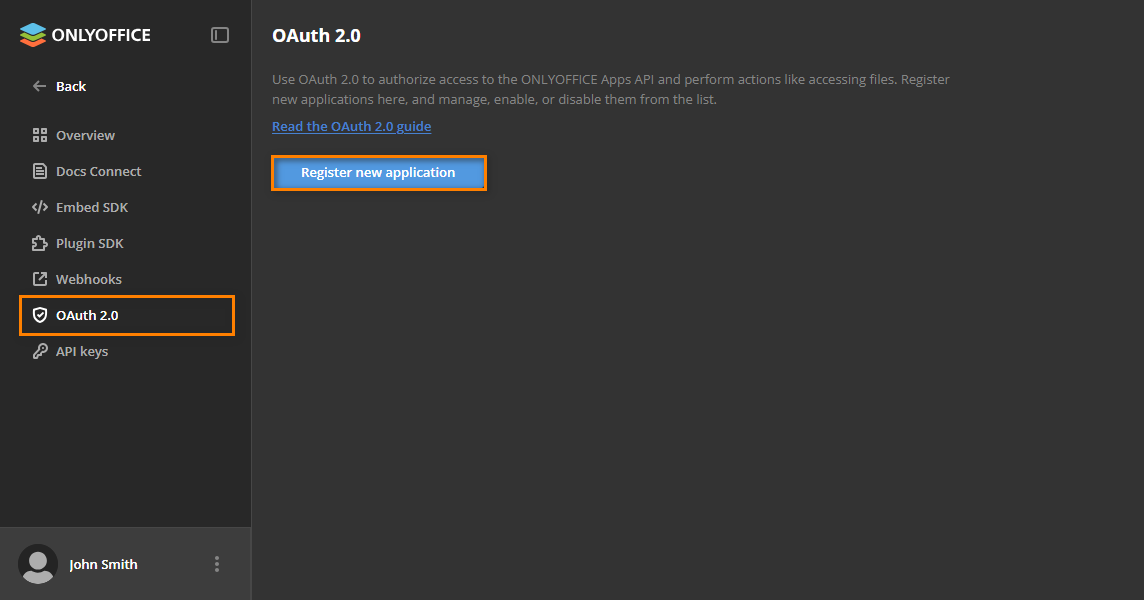 OAuth new app