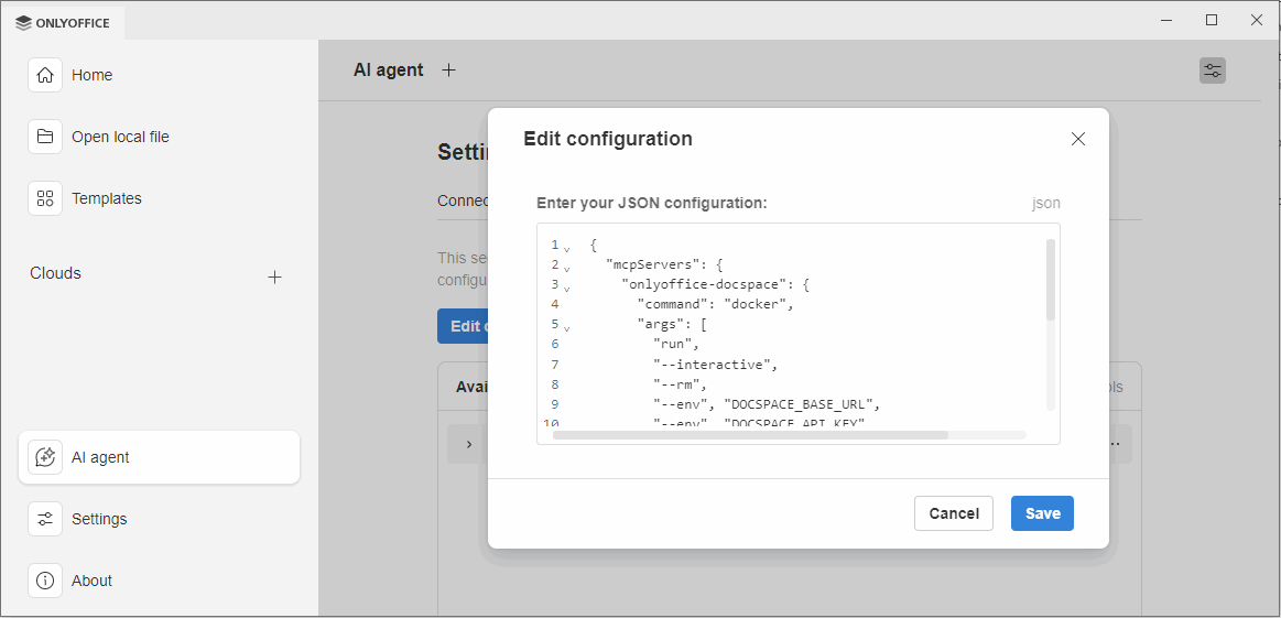 添加 DocSpace 服务器配置